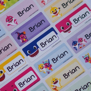 Etichette con nome impermeabile Pinkfong Nome adesivi personalizzati, adesivo personalizzato, adesivo per l'asilo nido scolastico, etichette per bambini, lavabile in lavastoviglie, MEDIO PICCOLO