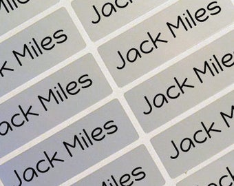 Personalized Waterproof Name Labels Name Stickers Silver For Kids, silver labels, preshool labels,stick on labels,sticker name tags