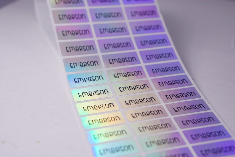 personalized waterproof dishwasher safe stick on labels personalized Sticker custom MEDIUM SILVER HOLOGRAM Name Labels Name Stickers