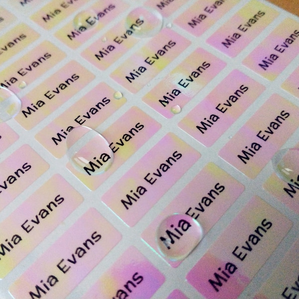 132 pcs Rose- poly Waterproof Name Labels Name Stickers personnalisés, étiquettes lavables au lave-vaisselle, étiquettes sans gel, étiquettes en vinyle, SMALL