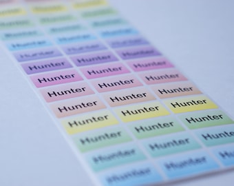 72 Rainbow Name Labels Waterproof, Name Labels Stickers, Name Stickers Daycare, School Name, Summer Camp labels, Personalized Kids Medium