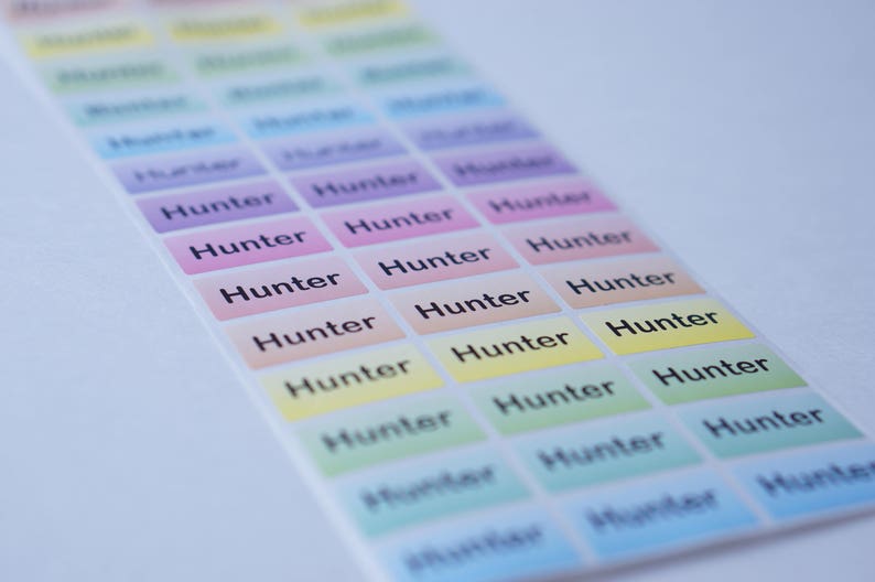 72 Rainbow Name Labels Waterproof Name Labels Stickers Name Etsy Canada