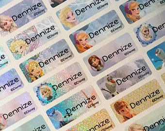 Waterproof Labels Name Stickers Personalized Disney Frozen, shimmer sticker,kids name,decal sticker,sticker decals,shimmer name labels,SMALL