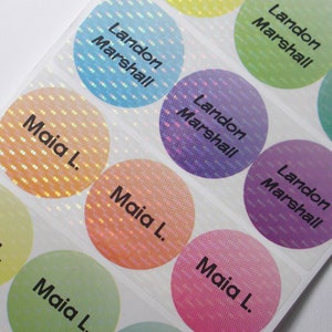 Paillettes Arc-en-ciel Nom des personnages Étiquettes Nom imperméable à l’eau Autocollants Autocollants autocollants autocollants de nom sur les étiquettes de garderie School Kids Label