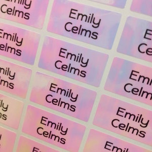 72 Stück Wasserdichte Namensetiketten Namensaufkleber Pinkpoly personalisiert, pinke Namensaufkleber, Namensaufkleber Vorschule, Namensaufkleber Lunchbox MEDIUM