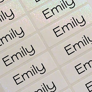 glitter labels Personalized Waterproof Name Labels Stickers Snow Pearl for kids daycare preschool labels, kindergarten labels,  Large