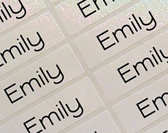 glitter labels Personalized Waterproof Name Labels Stickers Snow Pearl for kids daycare preschool labels, kindergarten labels,  Large