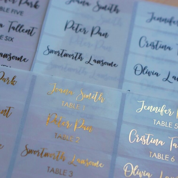 Guest names sticker, Place card name sticker, Place card sticker, Wedding Labels, Table place card sticker, Guest name table number, Clear