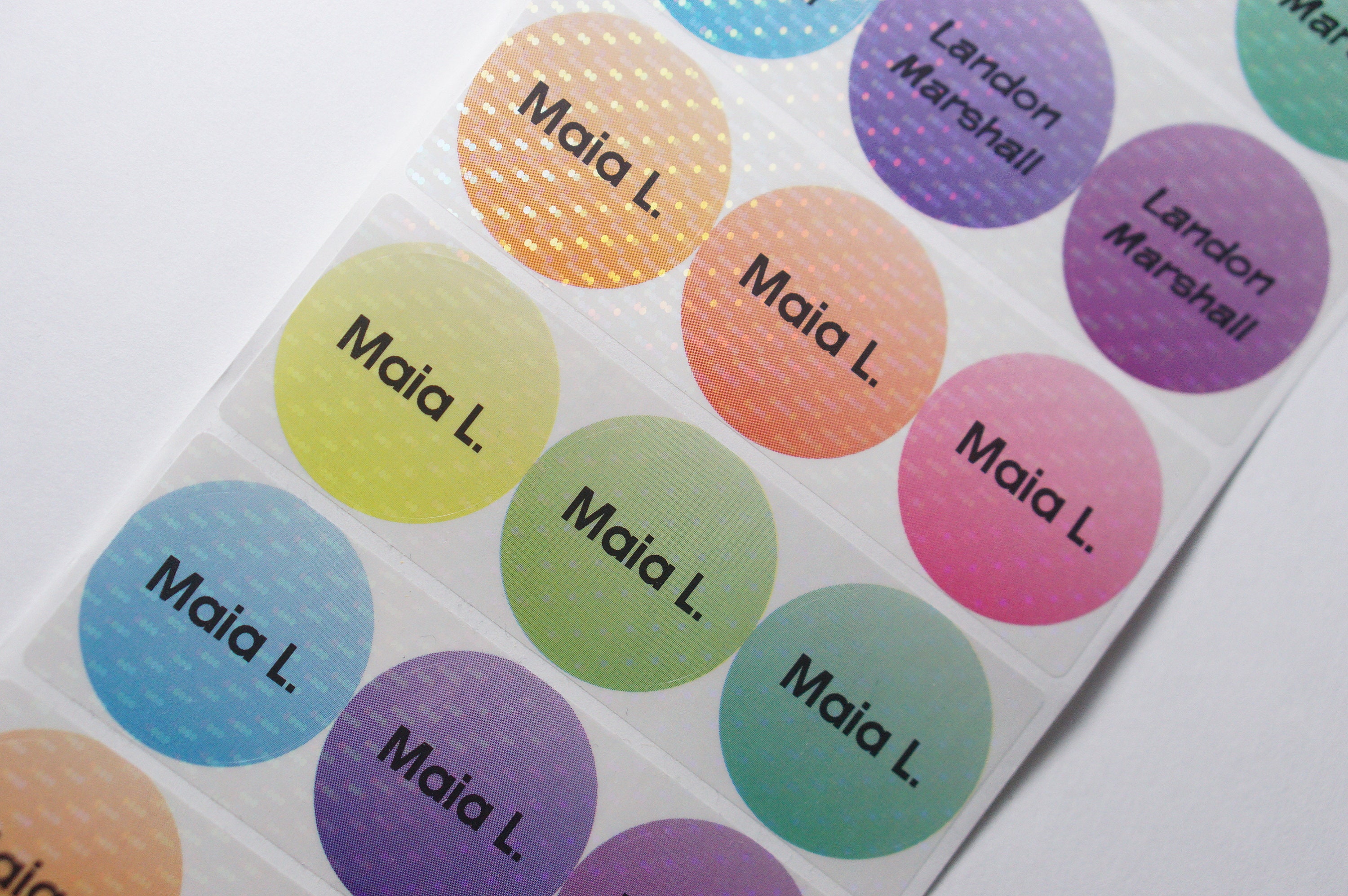 Glitter Rainbow Character Name Labels Waterproof Name Stickers ...