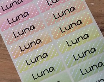 Waterproof Name Labels Stickers personalized Gradation Dot Glittery, name label stickers,personalized name tags,labels for bottles, L M S