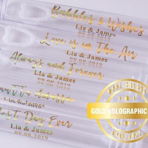 Étiquettes à bulles de mariage, étiquettes de mariage personnalisées, autocollants de mariage personnalisés, étiquette de feuille d'or, étiquette transparente d'or, étiquettes de mariage d'or image 5