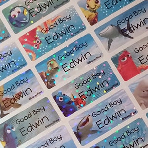 Personalisierte Aufkleberetiketten, wasserdichte Disney, Dory Nemo finden, spülmaschinenfeste Babyflaschenetiketten, Dory Partybevorzugung