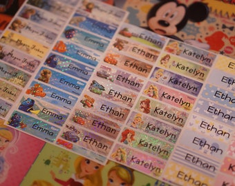 Pegatinas de nombre, Etiquetas de Disney para niños, Etiquetas personalizadas, pegatina personalizada, Etiqueta de escuela de guardería, Útiles escolares, Etiquetas de nombre impermeables