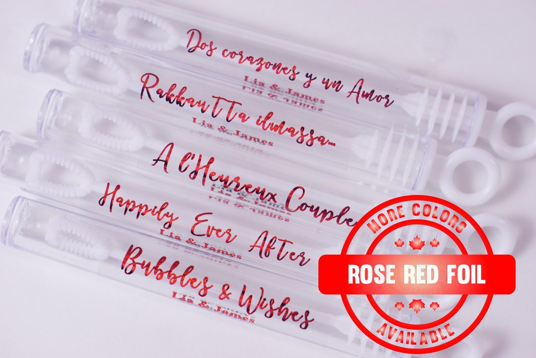 Rose Red Foil Labels, Clear Wedding Labels, Custom Wedding Stickers ...