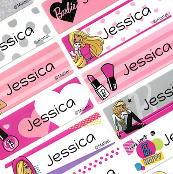 mattel-barbie-character-personalized-waterproof-name-labels-etsy