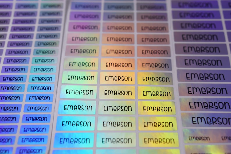 personalized waterproof dishwasher safe stick on labels personalized Sticker custom MEDIUM SILVER HOLOGRAM Name Labels Name Stickers