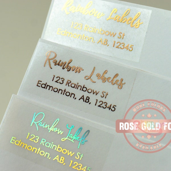 Rücksendeetikett, Rose Gold Etikett, klares Adressetikett, benutzerdefinierter Adressaufkleber, personalisierte Adresse, Rücksendeetikett, echtes Folienetikett