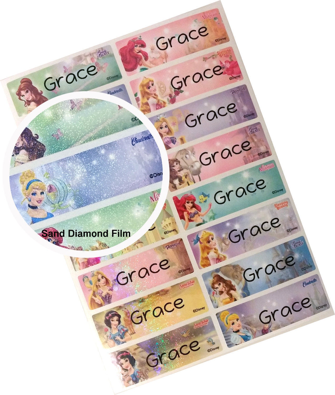Waterproof Name Labels, Waterproof Name Stickers, Disney Princess Frozen, custom sticker, custom labels,personalized sticker,L M S