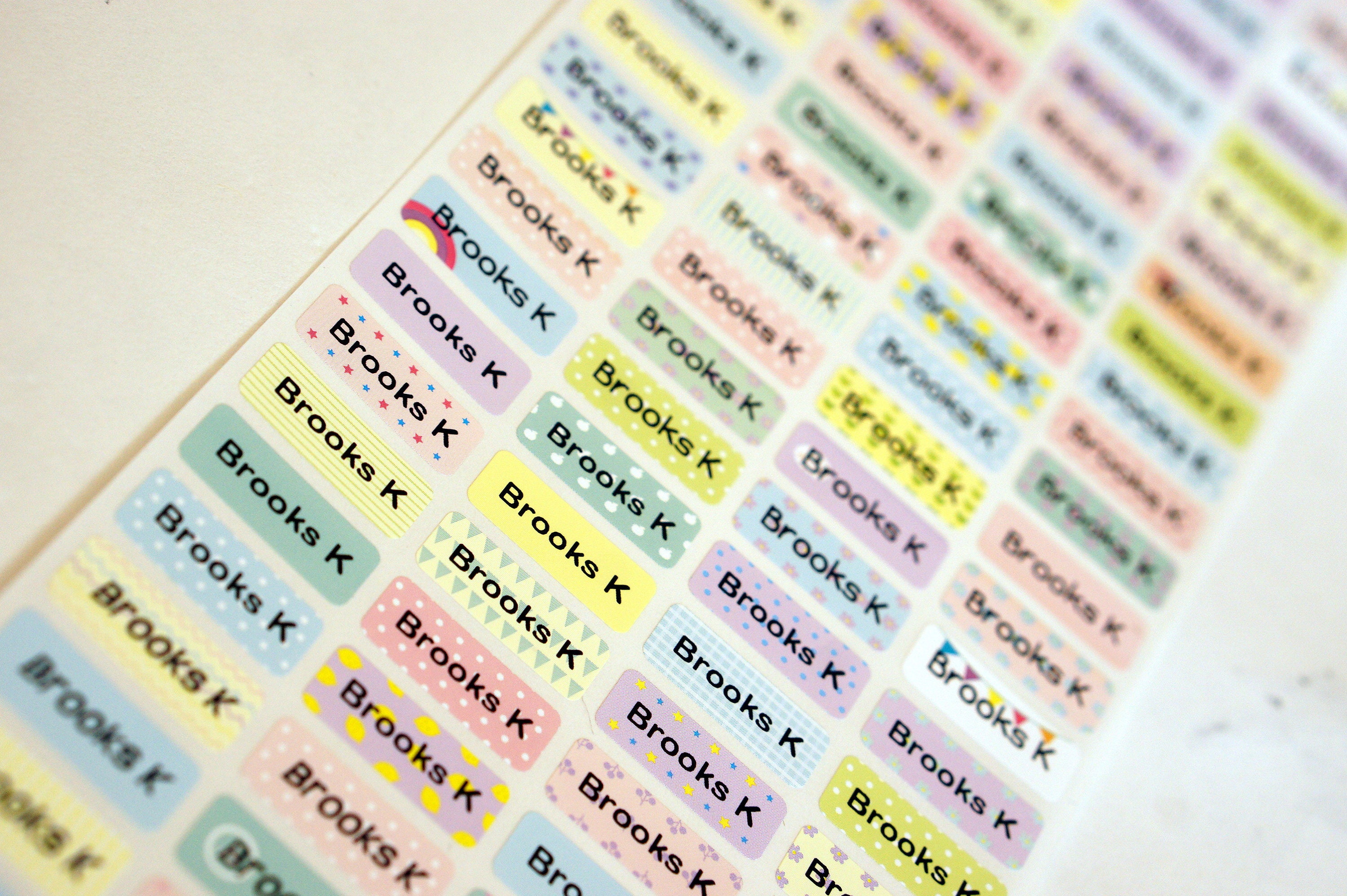Colorful Pattern Name Labels, Custom Name Stickers Personalized ...