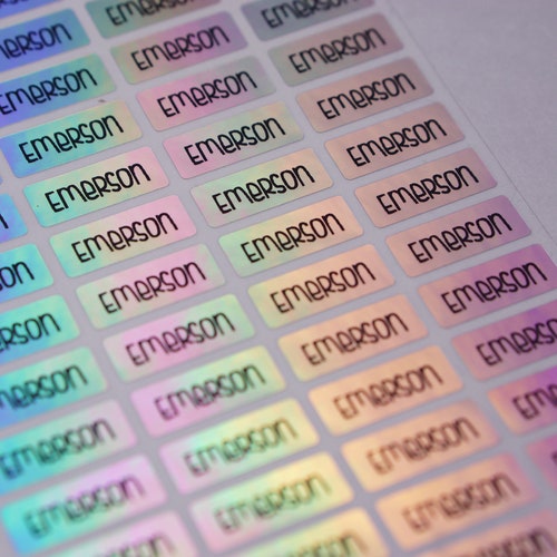 SILVER hologram/Silver/Glitter Name Labels,Custom Name Stickers personalized waterproof School Supply Labels,Waterproof Labels,Bottle Labels