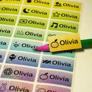 72 Etiquetas de nombre de gradación impermeables brillantes Pegatinas de nombre con imágenes de niña, etiquetas de nombre personalizadas, etiquetas de nombre personalizadas, MEDIANO