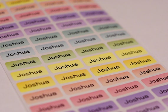 30 Personalized Watercolor Rainbow Name Labels for Daycare, Camp and  Labeling School Supplies Dishwasher Safe 