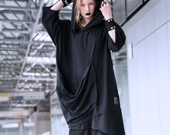 TOKAI tunic unisex  unique alternative handmade independent fashion black cotton oversize comfortable christmas gift