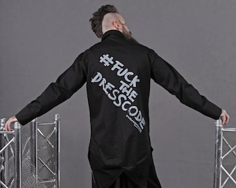 FUCKTHEDRESSCODE shirt asymetric, unique, handmade, alternative. Christmas gift