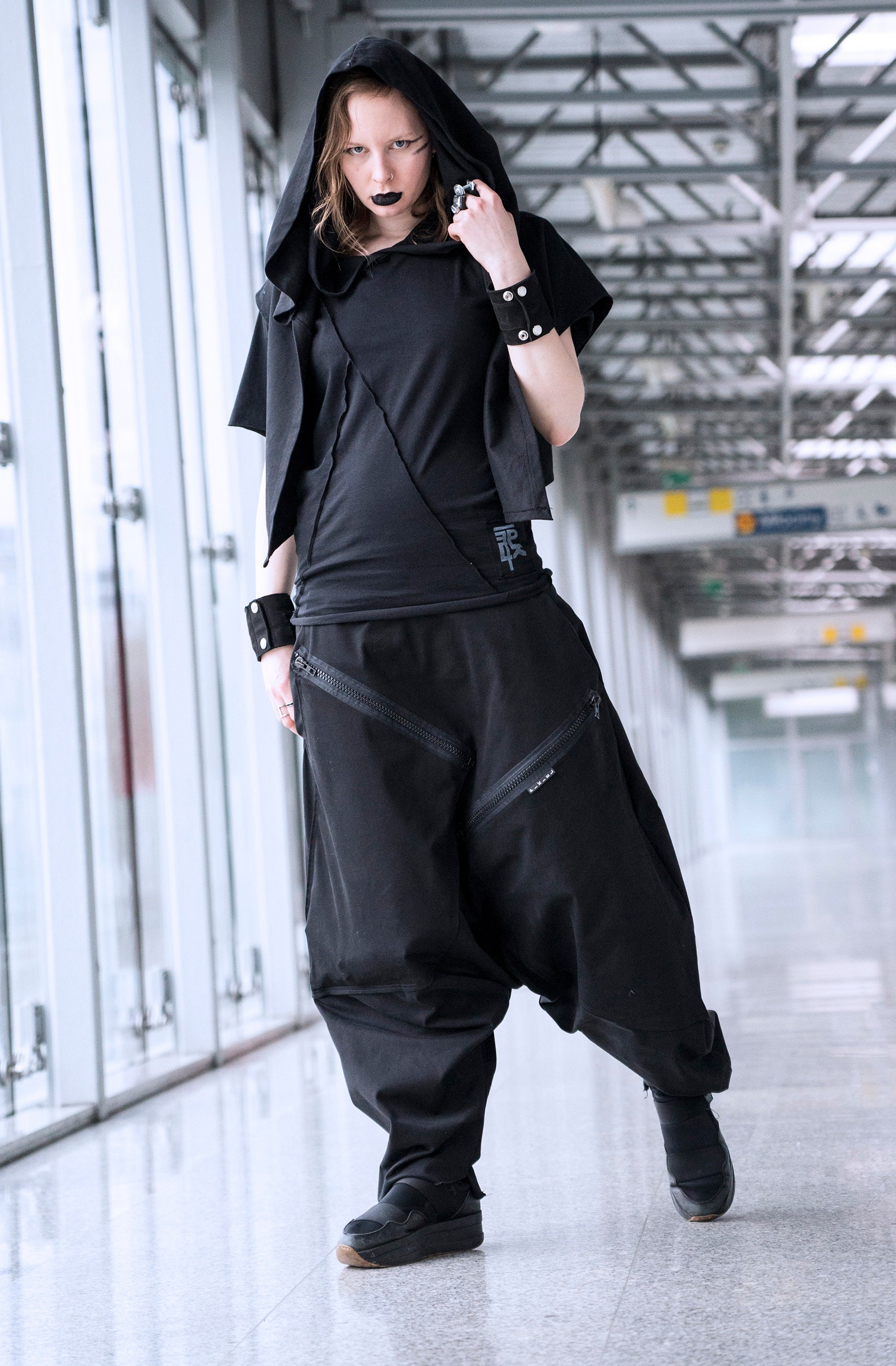 SIMPLE Black T-shirt. Classic T-shirt With Cuts. Hand Made
