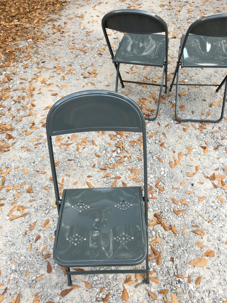 Vintage Metal Folding Chairs set of 4 Etsy