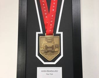 London Marathon 2019/18/17 Display Frame for a Medal and Text - Bespoke Item Made To Order - Choose From 3 Frames - 2 Mount Colour Options