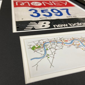 London Marathon 2024-2021 Display Frame for Medal/Running Bib/Photo/Text Including Map of Route Choose From 3 Frames-2 Mount Colour Options image 7