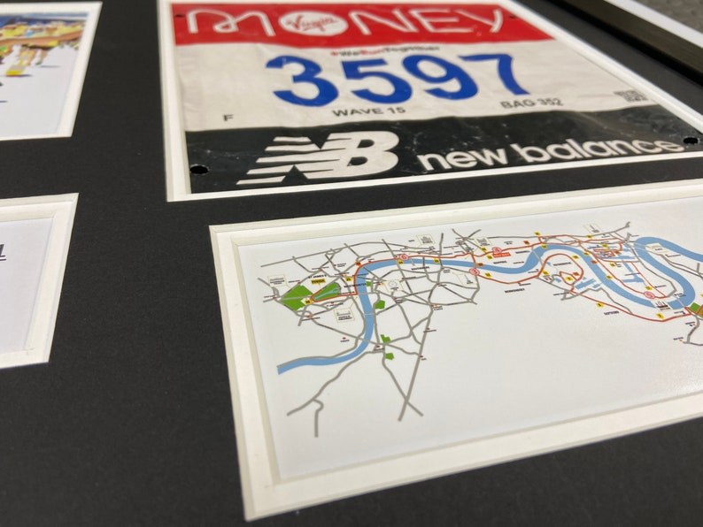 London Marathon 2024-2021 Display Frame for Medal/Running Bib/Photo/Text Including Map of Route Choose From 3 Frames-2 Mount Colour Options image 7