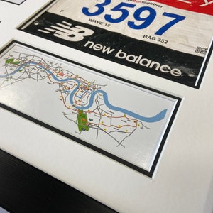 London Marathon 2024-2021 Display Frame for Medal/Running Bib/Photo/Text Including Map of Route Choose From 3 Frames-2 Mount Colour Options image 9