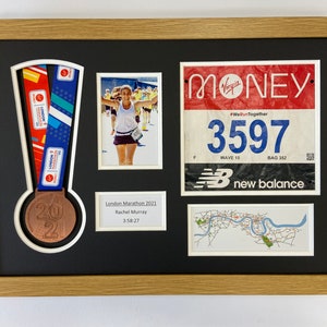 London Marathon 2024-2021 Display Frame for Medal/Running Bib/Photo/Text Including Map of Route Choose From 3 Frames-2 Mount Colour Options image 5