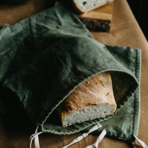 Linen Bread Bag, Reusable Produce Bag, Fabric Bread Bag, Different Colours Available