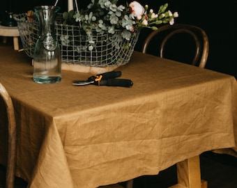 Natural Linen Tablecloth, Custom Dining Table Runner