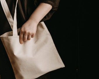 Cotton Canvas Tote Bag, Lined Shopping Bag with Pockets