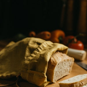 Linen Bread Bag, Reusable Produce Bag, Fabric Bread Bag, Different Colours Available