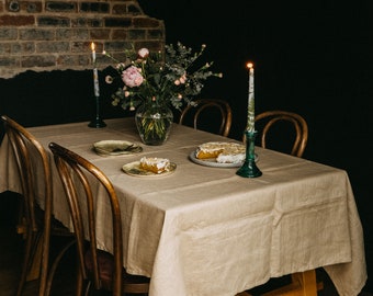 Natural Linen Tablecloth, Custom Size Wedding Table Runner