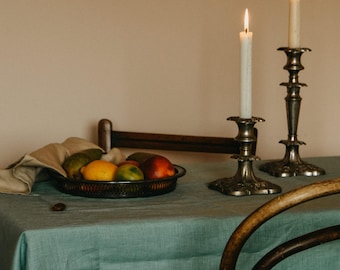Natural Linen Tablecloth, Lightweight Dining Table Cover, Custom Size
