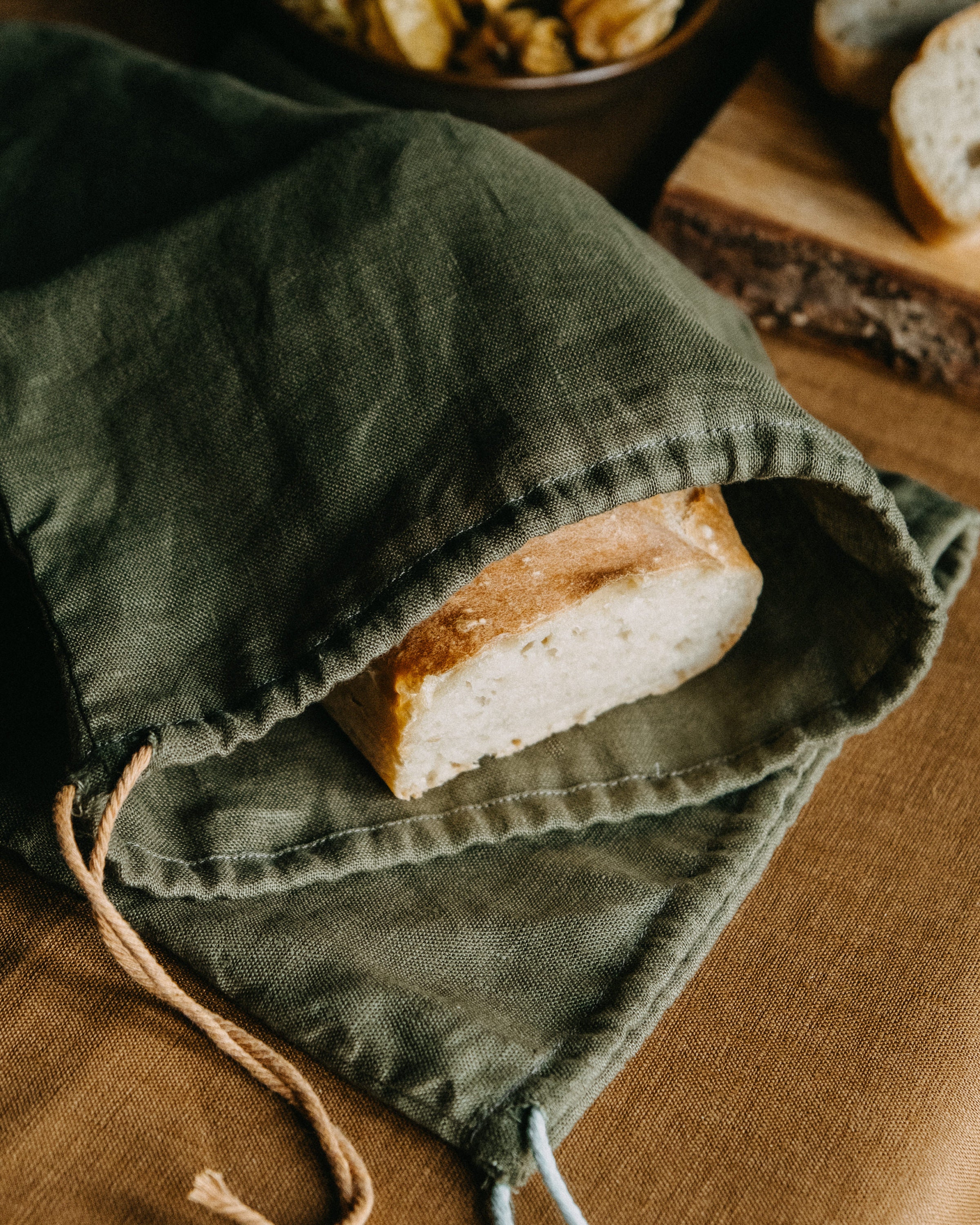 Handmade Linen Bread Bag, Reusable Food Storage - Etsy