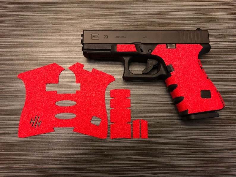 HANDLEITGRIPS Red Sandpaper Gun Grip Wrap for Glock 19 GEN