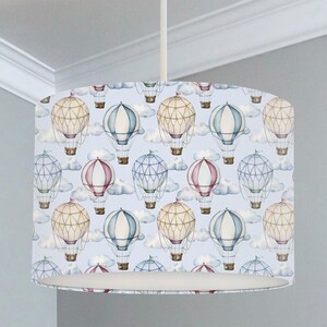 Hot Air Balloon Lampshade, Nursery Children's Bedroom, Blue & White Drum Light Shade