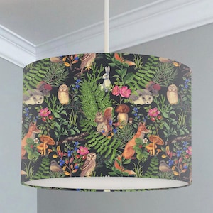 Hedgerow Animals Lampshade, Nursery Children's Bedroom, Drum Ceiling Lamp Light Shade