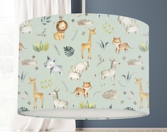 Safari Baby Animals Lampshade, Green