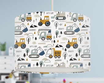 Let's Go Construction Vehicles Lampshade, Nursery Children's