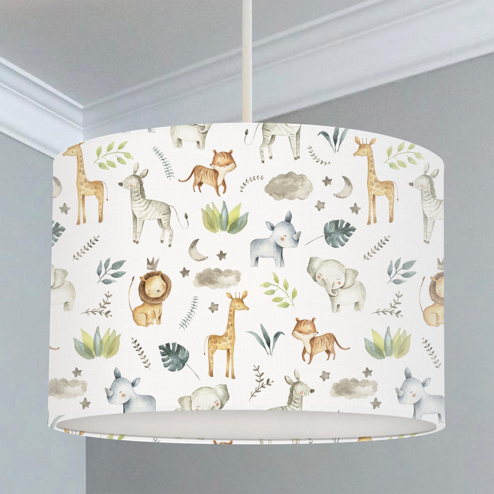 Safari Babies Lampshade White Nursery Children's Etsy UK