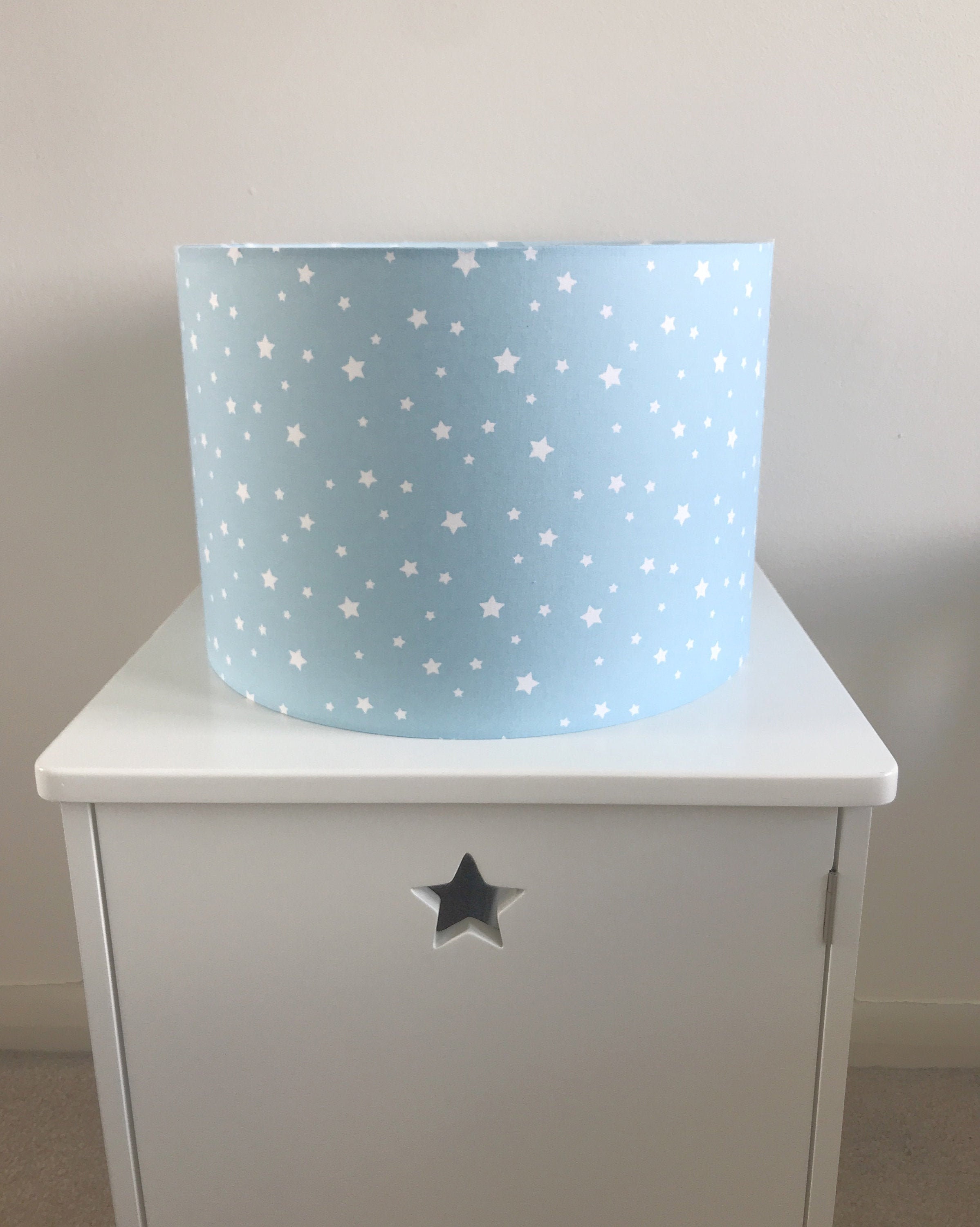 Baby Blue Star Lampshade Nursery Children's Bedroom Drum Etsy UK