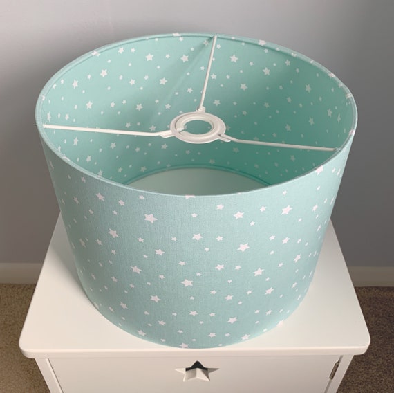 Star Lined Lampshade Mint Green Nursery Children S Bedroom Drum Ceiling Lamp Light Shade Star Lined Lampshade Mint Green, Mint Green Lamp Shade Bedroom